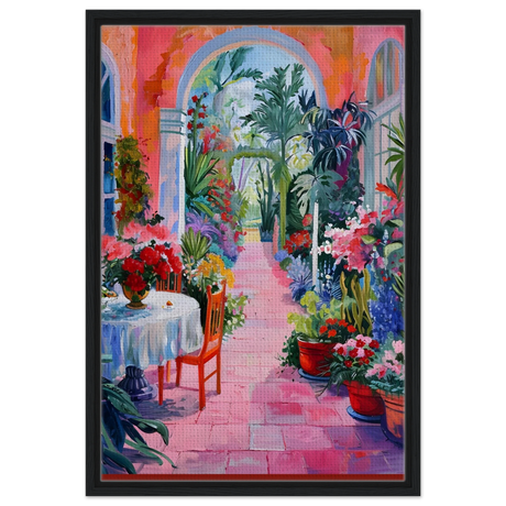 garden of morning light blooming terrace escape wall art print50x75 cm / 20x30″Framed Canvas
