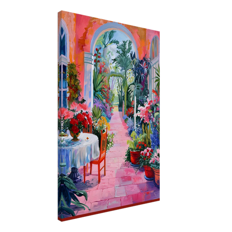 garden of morning light blooming terrace escape wall art print50x75 cm / 20x30″Brushed Aluminum Print
