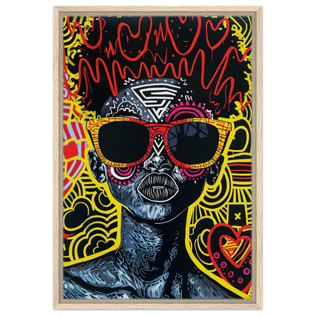 electric royalty afro futurist pop expression wall art print50x75 cm / 20x30″Brushed Aluminum Print