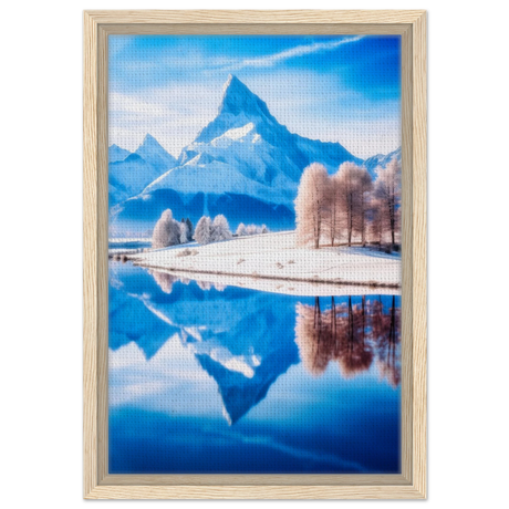 frozen reflections of majesty snowy mountain landscape wall art print20x30 cm / 8x12″Brushed Aluminum Print