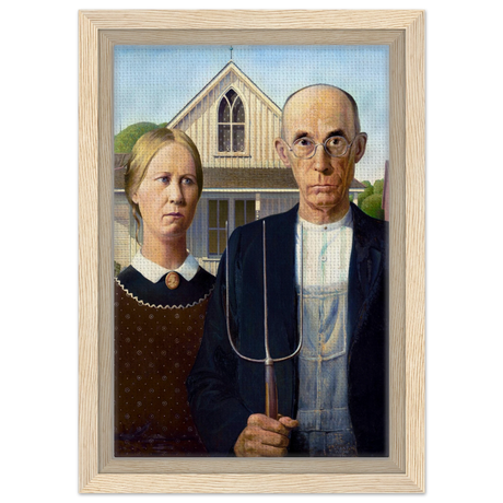 American Gothic by Grant Wood â€“ Iconic American Regionalism Art PrintCanvas20x30 cm / 8x12â€³