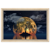 lunar eclipse isle a celestial nightscape awakened by the moon fine art digital illustration surreal moonlit scene40x60 cm / 16x24″Fine Art Poster