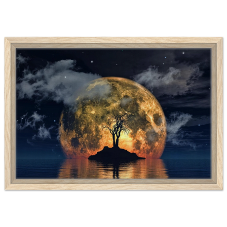 lunar eclipse isle a celestial nightscape awakened by the moon fine art digital illustration surreal moonlit scene40x60 cm / 16x24″Fine Art Poster