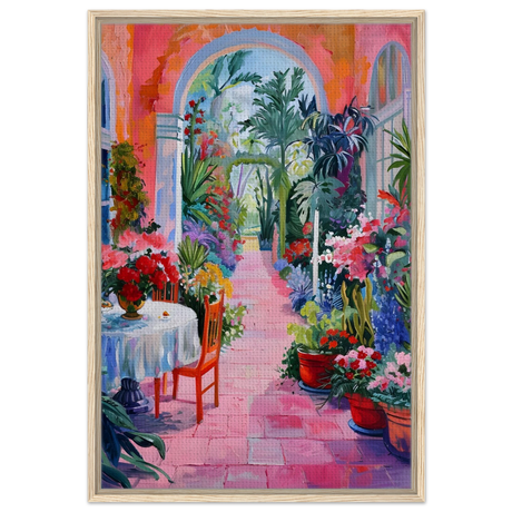 garden of morning light blooming terrace escape wall art print20x30 cm / 8x12″Framed Canvas