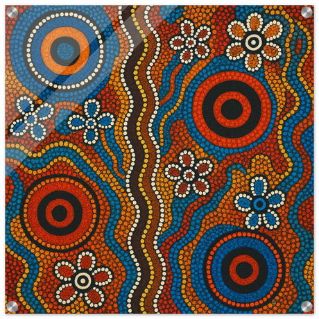 Aboriginal Dreaming Circles Wall Art Print - Acrylic Print - 60x60 cm / 24x24″ - 