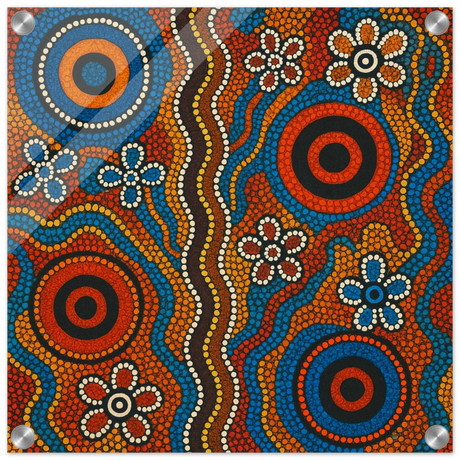 Aboriginal Dreaming Circles Wall Art Print - Acrylic Print - 40x40 cm / 16x16″ - 