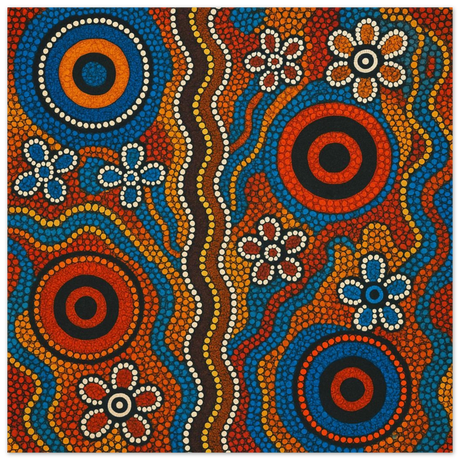 Aboriginal Dreaming Circles Wall Art Print - Fine Art Poster - 40x40 cm / 16x16″ - 