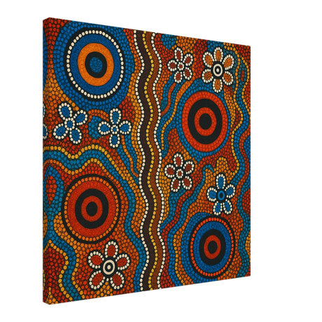 Aboriginal Dreaming Circles Wall Art Print - Canvas - 60x60 cm / 24x24″ - 