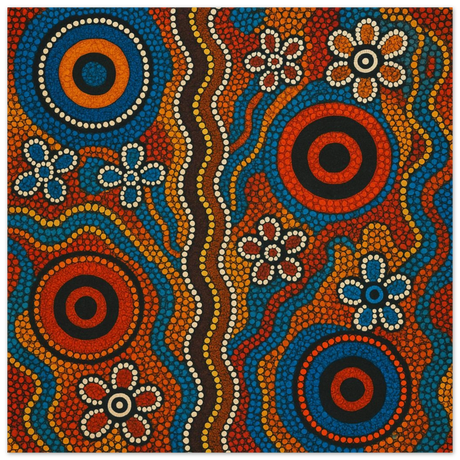 Aboriginal Dreaming Circles Wall Art Print - Wood Prints - 30x30 cm / 12x12″ - 