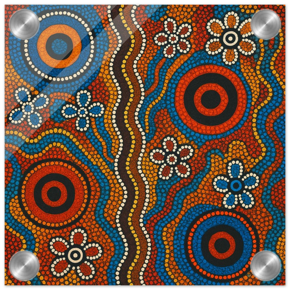 Aboriginal Dreaming Circles Wall Art Print - Acrylic Print - 20x20 cm / 8x8″ - 