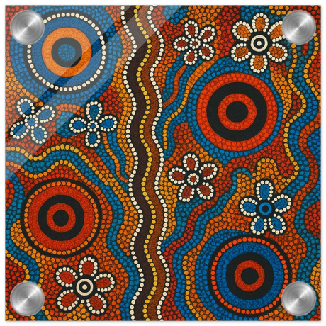 Aboriginal Dreaming Circles Wall Art Print - Acrylic Print - 20x20 cm / 8x8″ - 