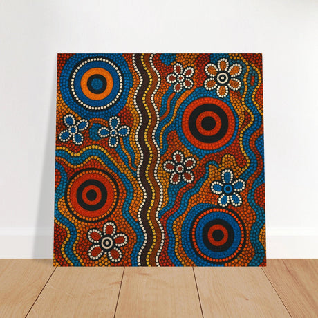 Aboriginal Dreaming Circles Wall Art Print - Brushed Aluminum Print - 30x30 cm / 12x12″ - 