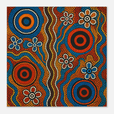 Aboriginal Dreaming Circles Wall Art Print - Aluminum Print - 60x60 cm / 24x24″ - 