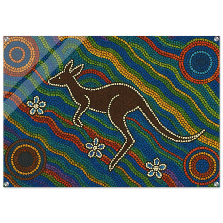 Aboriginal Kangaroo Dreaming Wall Art Print - Acrylic Print - 70x100 cm / 28x40″ - 