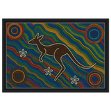 Aboriginal Kangaroo Dreaming Wall Art Print - Framed Canvas - 40x60 cm / 16x24″ - Black frame