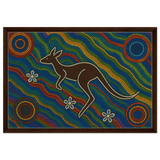 Aboriginal Kangaroo Dreaming Wall Art Print - Framed Canvas - 50x75 cm / 20x30″ - Dark wood frame