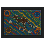 Aboriginal Kangaroo Dreaming Wall Art Print - Framed Canvas - 20x30 cm / 8x12″ - Black frame