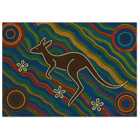 Aboriginal Kangaroo Dreaming Wall Art Print - Wood Prints - 70x100 cm / 28x40″ - 