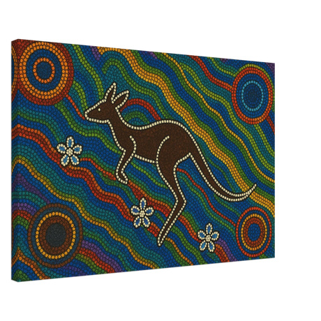 Aboriginal Kangaroo Dreaming Wall Art Print - Canvas - 50x75 cm / 20x30″ - 