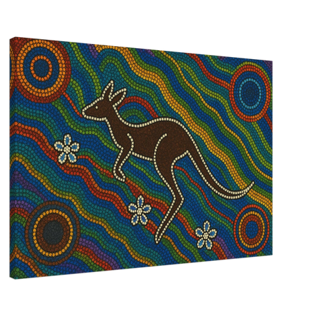 Aboriginal Kangaroo Dreaming Wall Art Print - Canvas - 60x90 cm / 24x36″ - 
