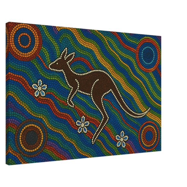 Aboriginal Kangaroo Dreaming Wall Art Print - Canvas - 60x90 cm / 24x36″ - 