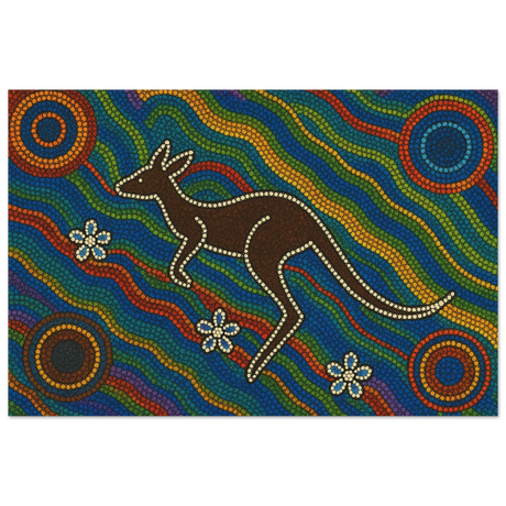 Aboriginal Kangaroo Dreaming Wall Art Print - Fine Art Poster - 60x90 cm / 24x36″ - 