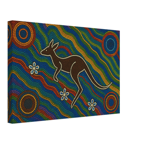 Aboriginal Kangaroo Dreaming Wall Art Print - Canvas - 30x45 cm / 12x18″ - 