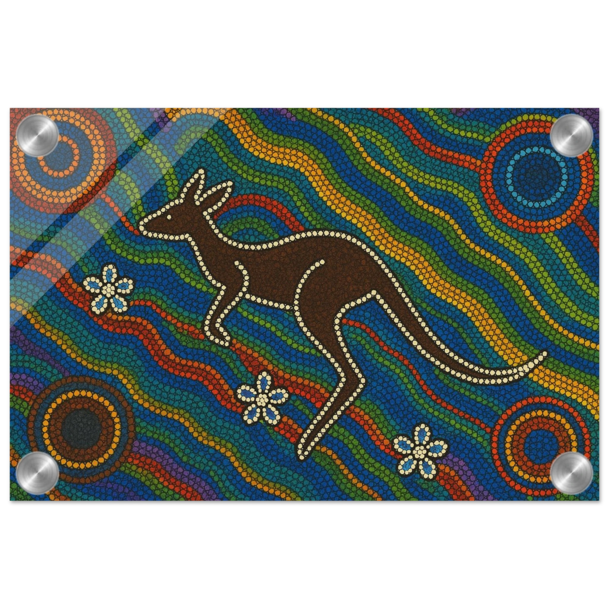 Aboriginal Kangaroo Dreaming Wall Art Print - Acrylic Print - 20x30 cm / 8x12″ - 