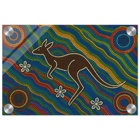 Aboriginal Kangaroo Dreaming Wall Art Print - Acrylic Print - 20x30 cm / 8x12″ - 