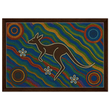 Aboriginal Kangaroo Dreaming Wall Art Print - Framed Canvas - 40x60 cm / 16x24″ - Dark wood frame