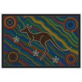 Aboriginal Kangaroo Dreaming Wall Art Print - Framed Canvas - 60x90 cm / 24x36″ - Black frame