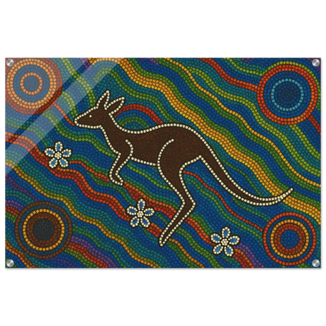 Aboriginal Kangaroo Dreaming Wall Art Print - Acrylic Print - 60x90 cm / 24x36″ - 