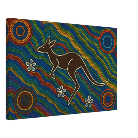 Aboriginal Kangaroo Dreaming Wall Art Print - Canvas - 40x60 cm / 16x24″ - 