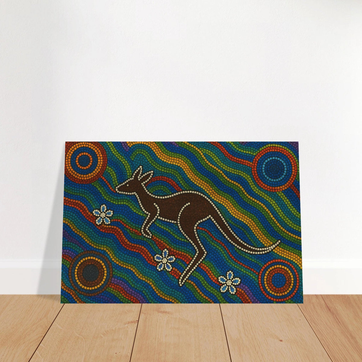 Aboriginal Kangaroo Dreaming Wall Art Print - Brushed Aluminum Print - 30x45 cm / 12x18″ - 