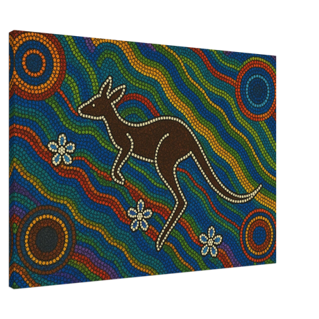 Aboriginal Kangaroo Dreaming Wall Art Print - Canvas - 70x100 cm / 28x40″ - 