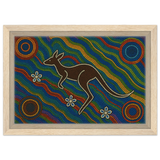 Aboriginal Kangaroo Dreaming Wall Art Print - Framed Canvas - 20x30 cm / 8x12″ - Wood frame