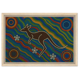 Aboriginal Kangaroo Dreaming Wall Art Print - Framed Canvas - 30x45 cm / 12x18″ - Wood frame