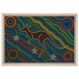 Aboriginal Kangaroo Dreaming Wall Art Print - Framed Canvas - 40x60 cm / 16x24″ - Wood frame