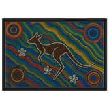 Aboriginal Kangaroo Dreaming Wall Art Print - Framed Canvas - 50x75 cm / 20x30″ - Black frame
