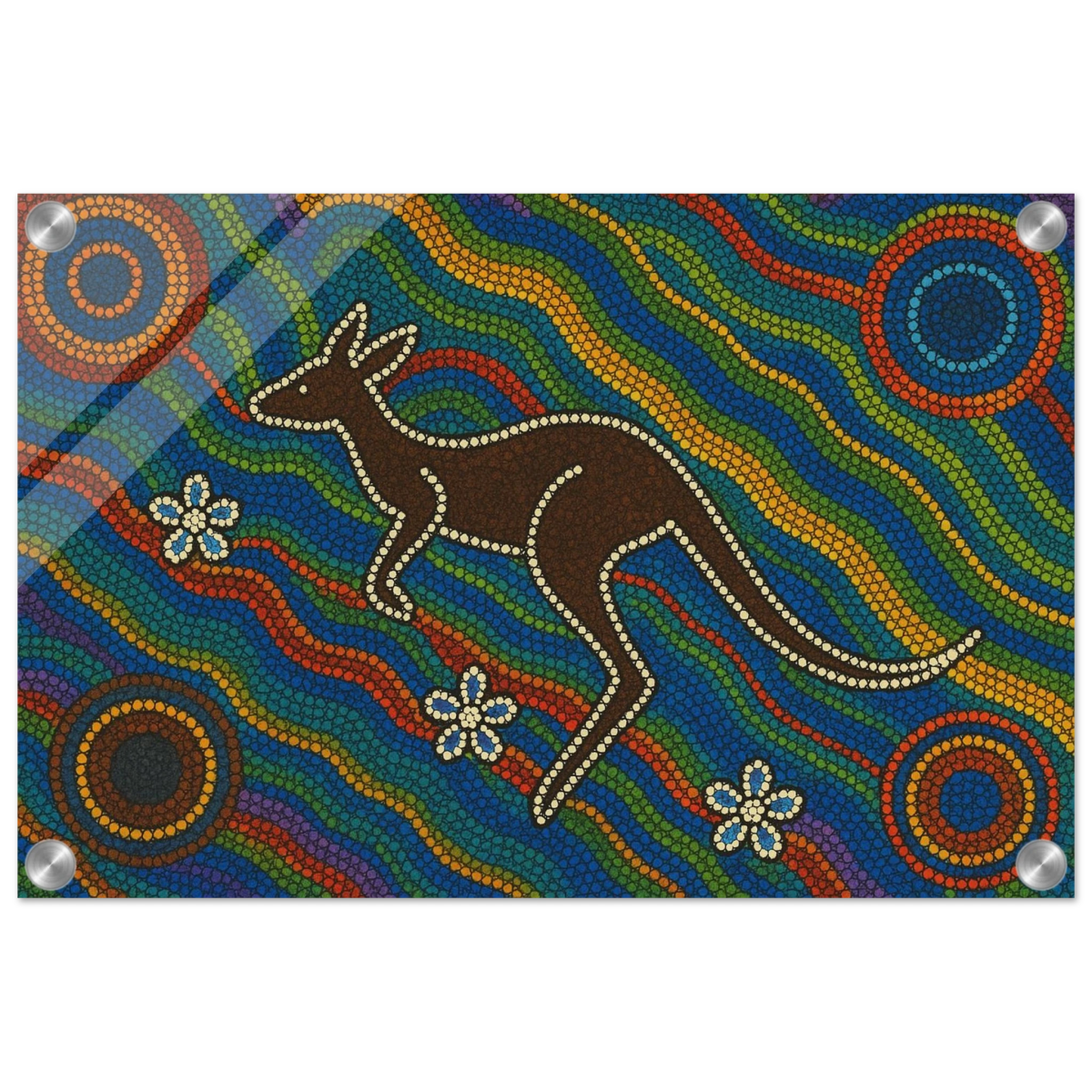 Aboriginal Kangaroo Dreaming Wall Art Print - Acrylic Print - 30x45 cm / 12x18″ - 