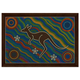 Aboriginal Kangaroo Dreaming Wall Art Print - Framed Canvas - 30x45 cm / 12x18″ - Dark wood frame