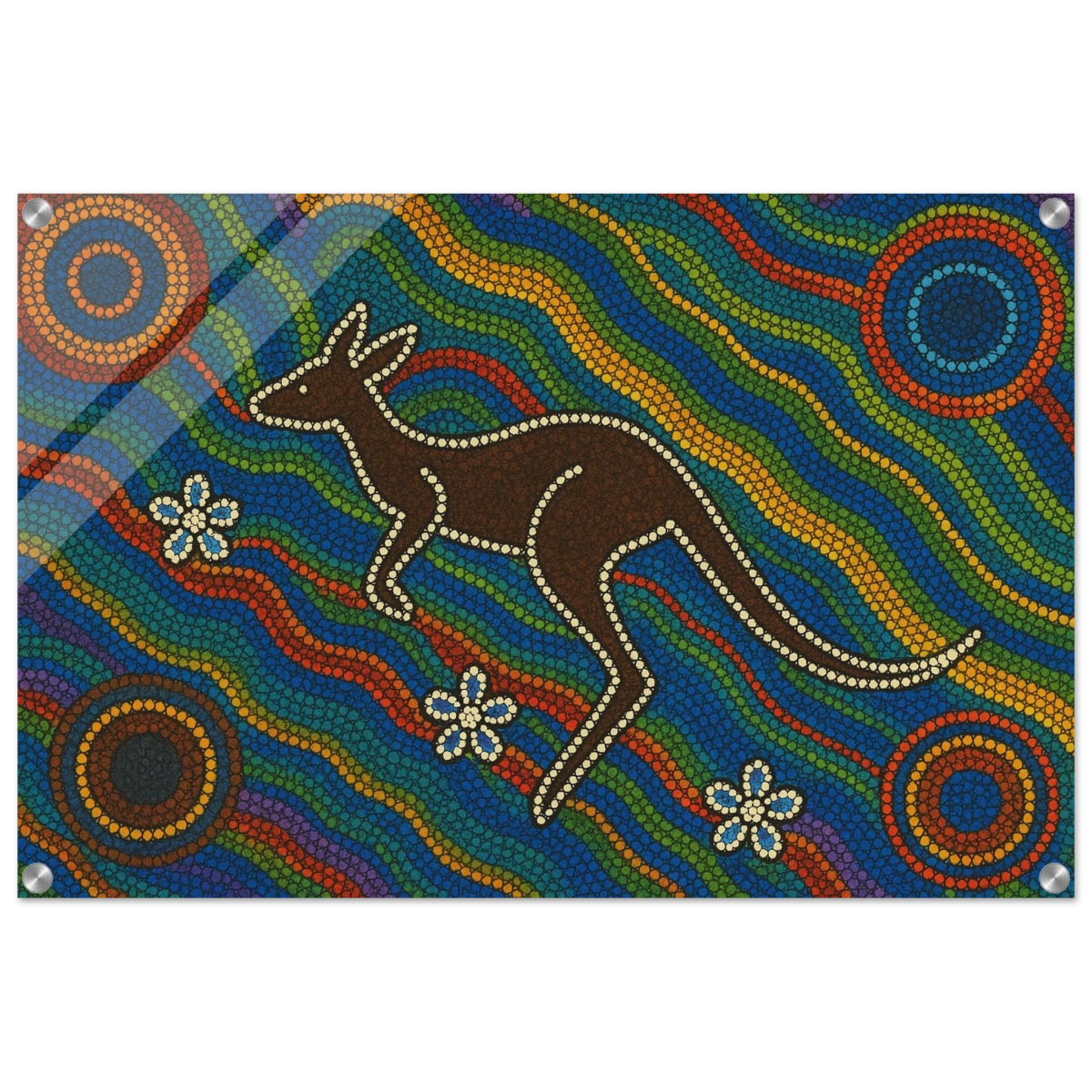 Aboriginal Kangaroo Dreaming Wall Art Print - Acrylic Print - 50x75 cm / 20x30″ - 
