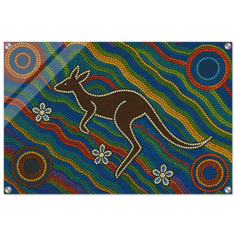 Aboriginal Kangaroo Dreaming Wall Art Print - Acrylic Print - 50x75 cm / 20x30″ - 