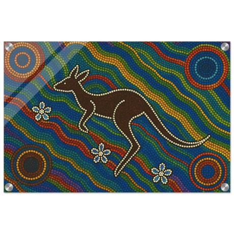 Aboriginal Kangaroo Dreaming Wall Art Print - Acrylic Print - 40x60 cm / 16x24″ - 