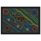 Aboriginal Kangaroo Dreaming Wall Art Print - Framed Canvas - 30x45 cm / 12x18″ - Black frame
