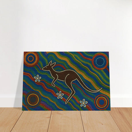 Aboriginal Kangaroo Dreaming Wall Art Print - Brushed Aluminum Print - 60x90 cm / 24x36″ - 
