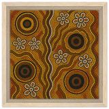 Aboriginal Ochre Earth Tones Wall Art Print - Framed Canvas - 30x30 cm / 12x12″ - Wood frame