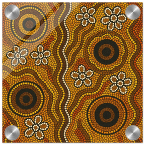 Aboriginal Ochre Earth Tones Wall Art Print - Acrylic Print - 20x20 cm / 8x8″ - 