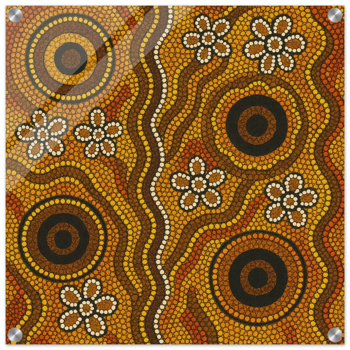 Aboriginal Ochre Earth Tones Wall Art Print - Acrylic Print - 50x50 cm / 20x20″ - 
