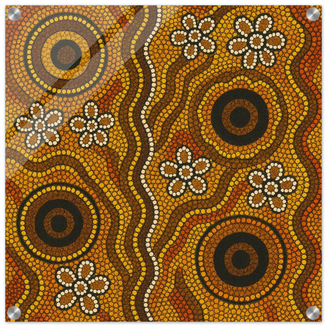 Aboriginal Ochre Earth Tones Wall Art Print - Acrylic Print - 50x50 cm / 20x20″ - 